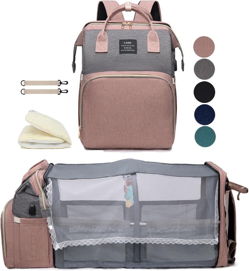 houscly Diaper Bag Backpack with Changing Station: Pink Baby Toddler Bags for Girls Boys Women Large Big Travel Backpack Pañaleras Modernas Para Bebe Niña Newborn Essentials Mom Must Haves Baby Registry - Image 1
